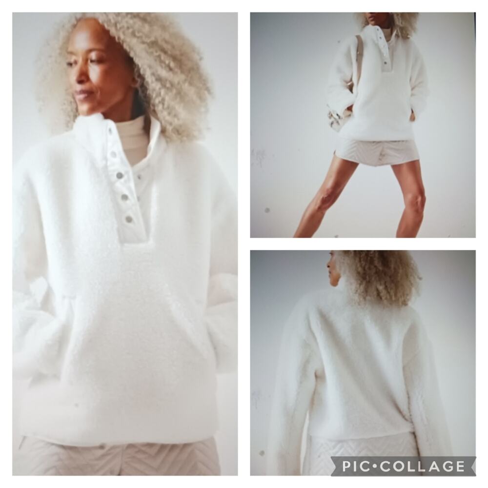 Athleta Cozy Sherpa Snap Sweatshirt NWT size Small    W74